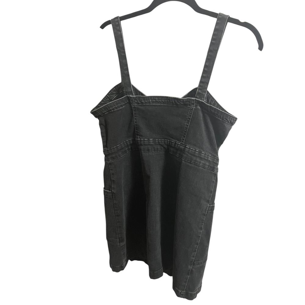 Aeropostale Dress Large Button Front Fitted Washed Black Denim Overalls - Picture 4 of 6